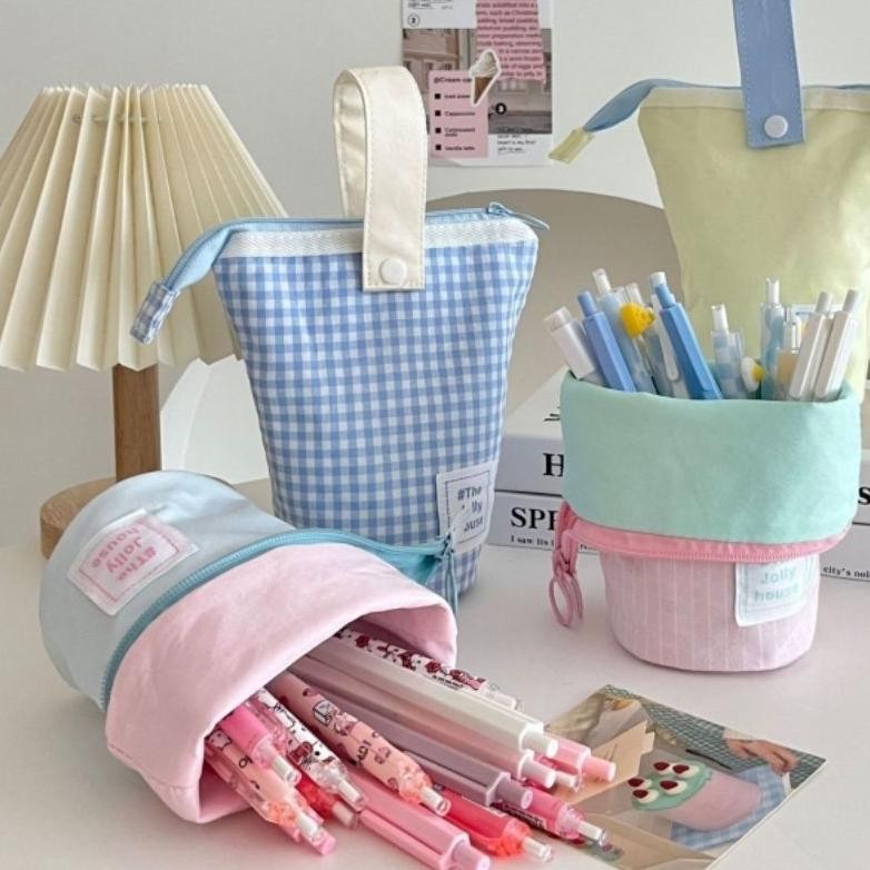 

Fth-56 Pencil Case Tempat Pensil Berdiri Standing Pen Case Pouch Bag Makeup
