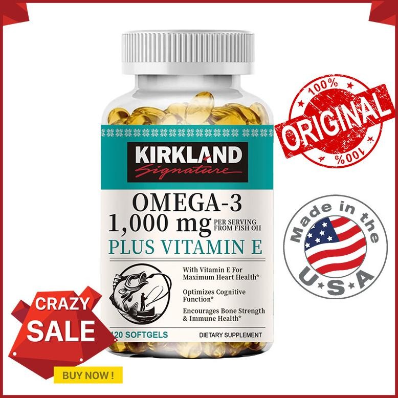 Kirkland Omega 3 Fish Oil Minyak Ikan 2500mg - EPA DHA Tingkat Tinggi untuk Jantung & Otak & Mata & 