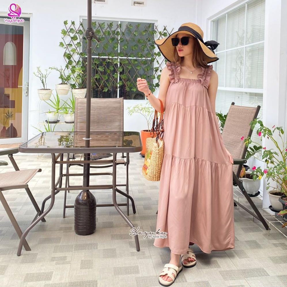 ND Naomi Dress Midi Homedress Daster Katun Rayon Twill & Motif Model Kekinian Yayuku