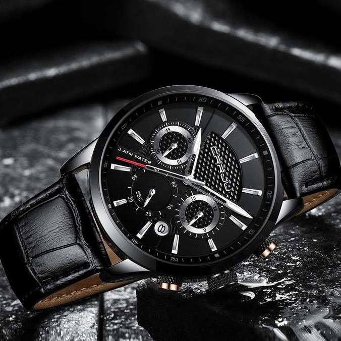 Promo Jam Tangan Pria Crrju Fashion Business Chronograph Kuarsa Menonton Tahan Air Tanggal Olahraga 