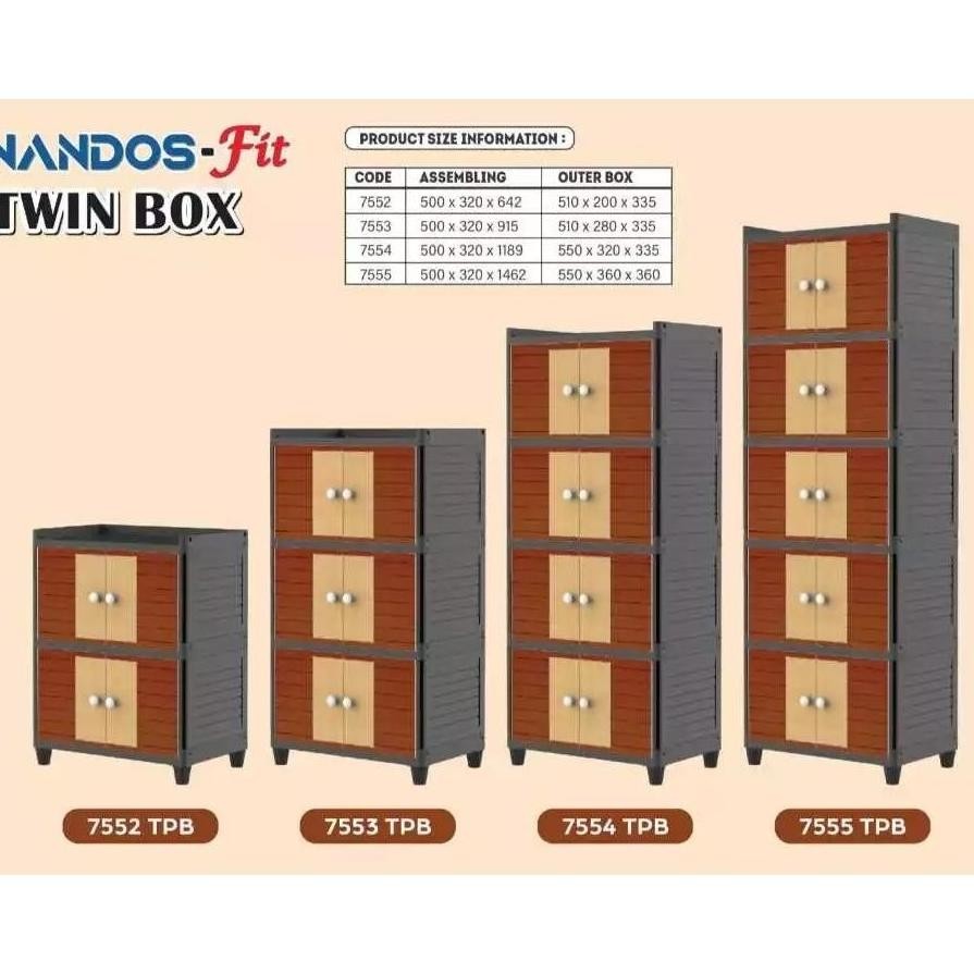 NAIBA Lemari Baju Pakaian Plastik Laci MURAH 3 4 5 susun NANDOS TWIN BOX FIT