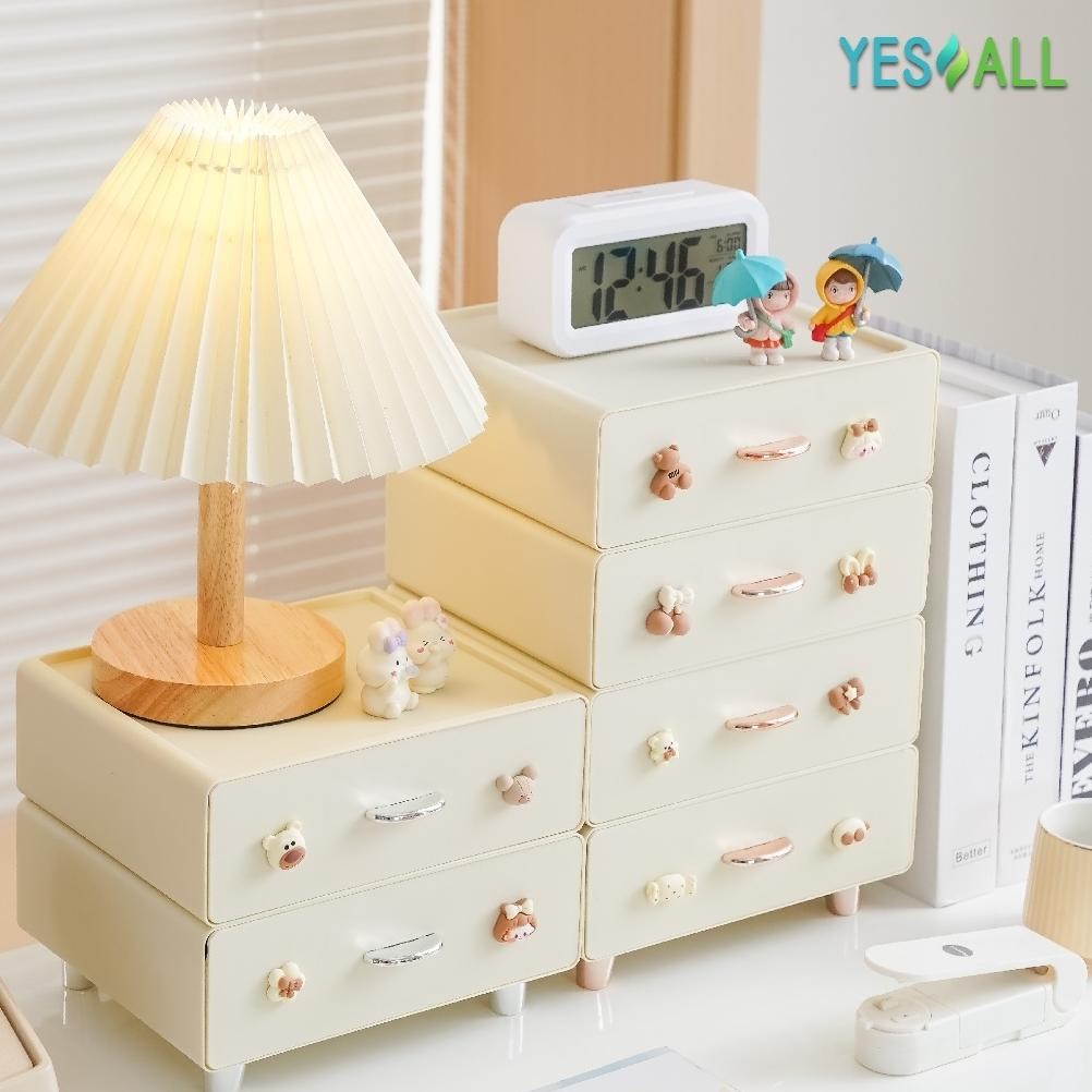 YESALL Rak Susun Serbaguna - Rak Kosmetik Kotak Penyimpanan Rak Skincare Rak Serbaguna Tempat Make U