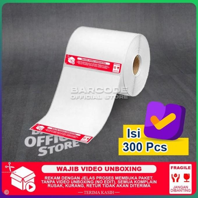 

new stiker label thermal resi preprinted video unboxing fragile 100 x 150 mm a6 isi 300 pcs