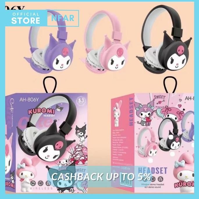 Headphone Karakter Bluetooth Kuromi Wireless Disney Cartoon Headset