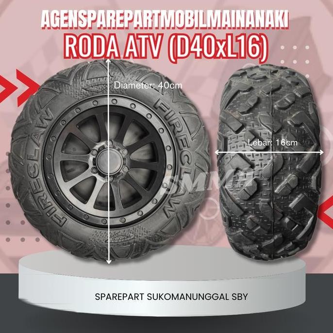 Ban Roda Mobil Mainan Aki Full Karet Ukuran 40cmx16cm Type Besar ATV
