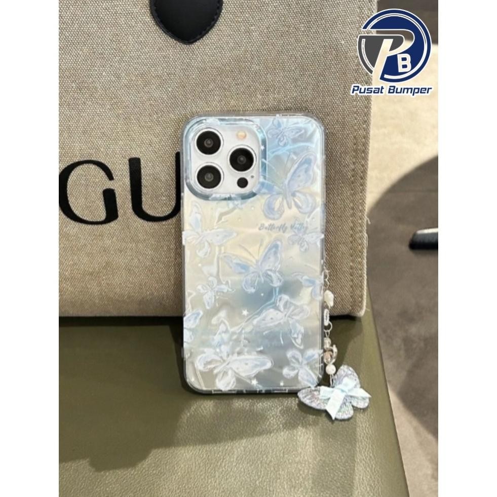 tg-342 Eqw-68 Ss910 New Blue Butterfly Textured Waterry Ripple Hologram With Charm Case Iphone - Har