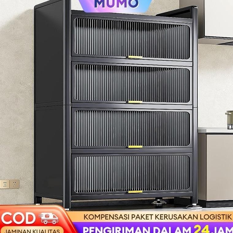 Lemari kabinet dapur Rak Kabinet Dapur Lemari Dapur Dengan Pintu  Lemari Piring Multi-layer Lemari P