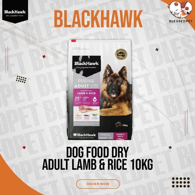 TERBARU - BLACKHAWK Dog Food Dry Adult LAMB & RICE 10KG