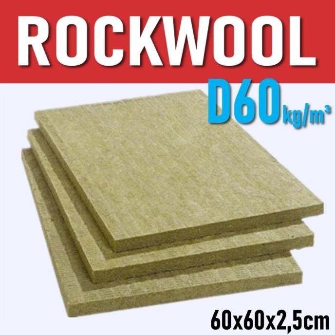 Rockwool (isi 2 lembar) Peredam Suara D40 D60 D80 D100 (60x60 cm Tebal 2,5cm)