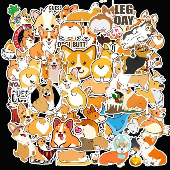 

Promo 50pcs / Set Stiker Motif Anjing Corgi Lucu Anti Air Untuk Dekorasi COD
