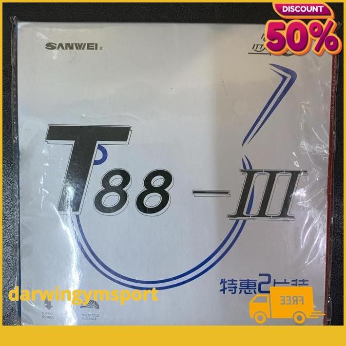 KARET BET BAT TENIS MEJA/PING PONG SANWEI T 88-III (2 PCS) ORIGINAL TERBAIK