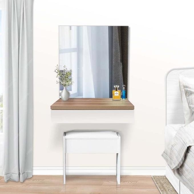 Meja Rias Gantung Dressing Table Kayu Modern Minimalis Putih - Perth Co