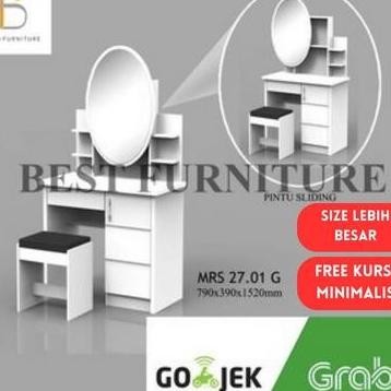 Meja Rias Sliding LED Meja rias Kaca Putih Minimalis