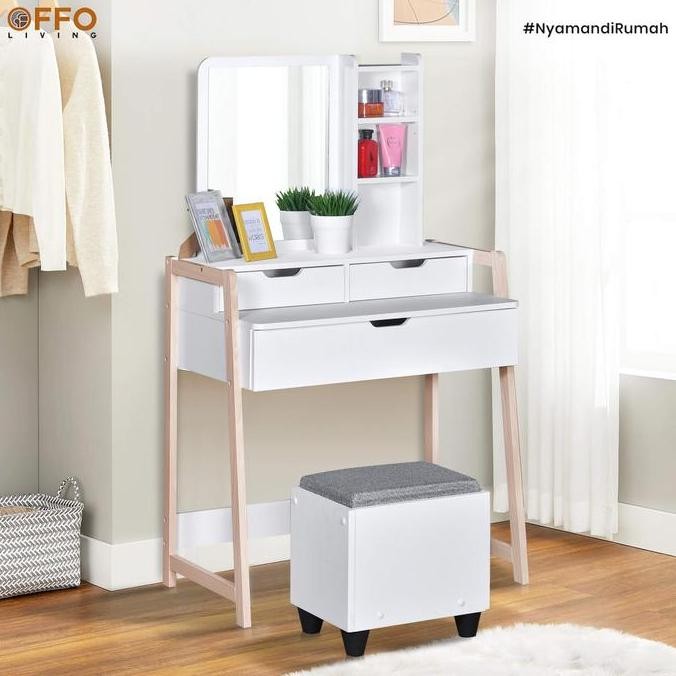 Offo Living - Meja Rias Faren 04 - Meja Rias Estetik Dengan Kursi Co