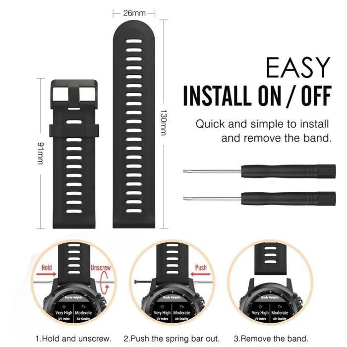 Strap Watch Silicone Rubber Shockproof Garmin Fenix 3 3Hr 5X 6X Pro 26Mm Tali Jam Tangan Silikon Ter