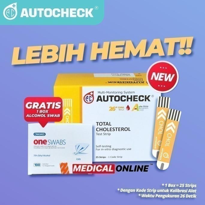 ASLI.. STRIP KOLESTROL AUTOCHECK CHOLESTROL ISI 25 STRIP MEDICAL ONLINE