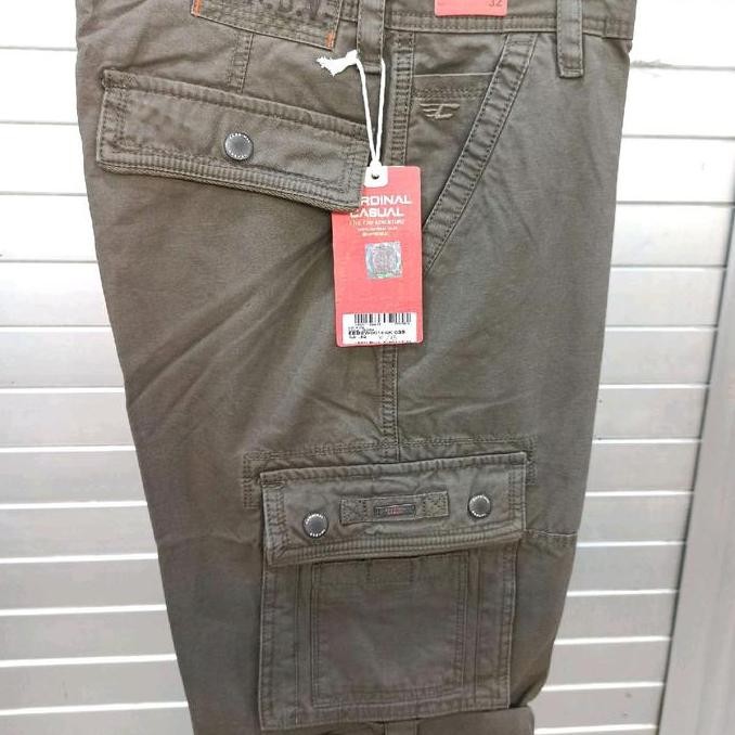 CARDINAL Katun Celana Cargo 7/8 Dibawah Lutut EBW166 Kantong Nyaman Pria Fit Panjang