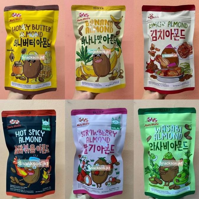 

Promo [Big 180G] Nuts Holic Honey Butter Almond / Strawberry Almond / Kimchi Almond / Banana Almond / Hot & Spicy Almond / Wasabi Almond