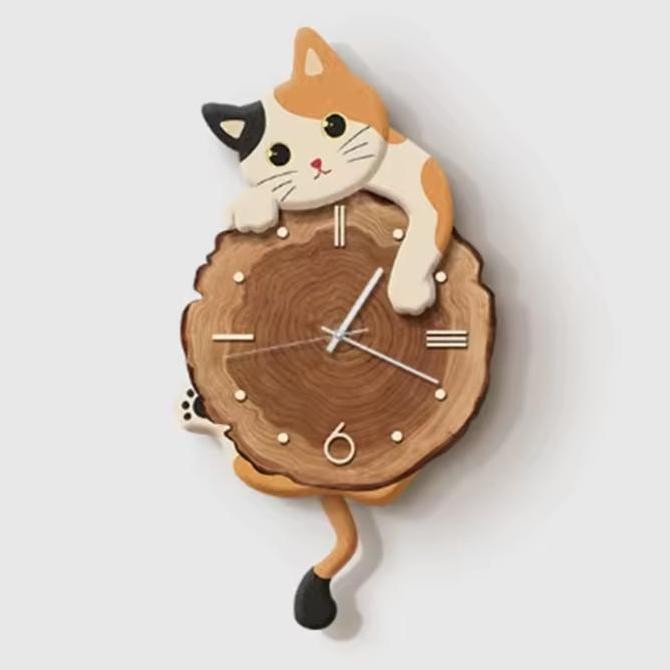 Murah (Pre Order) Jam Dinding Kucing Ekor Goyang