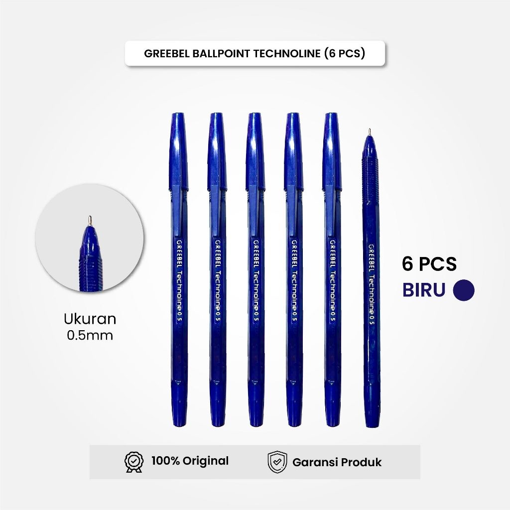 

Bolpen Pulpen GREEBEL / Technoline Tinta Biru 0.5 (6PCS/SET) Ballpen Ballpoint Pena Gel