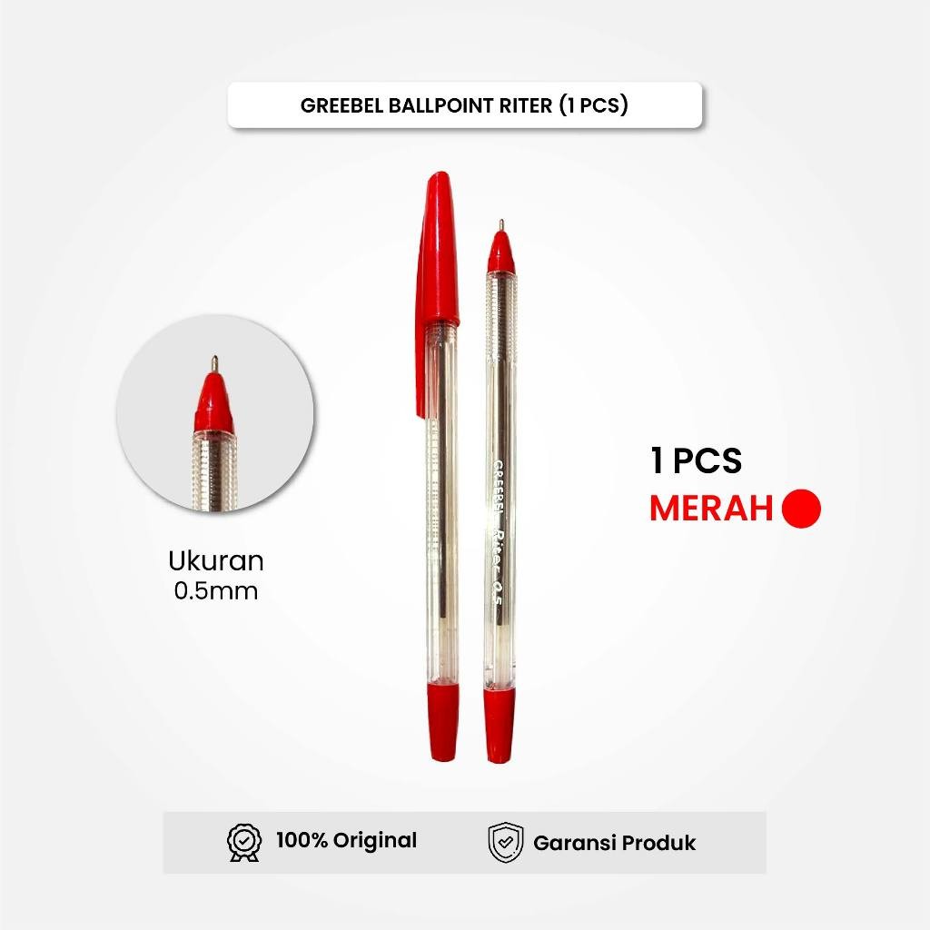 

Bolpen Pulpen Greebel / Riter Tinta Merah 0.5 (1PCS) / Ballpen Ballpoint Pena Gel