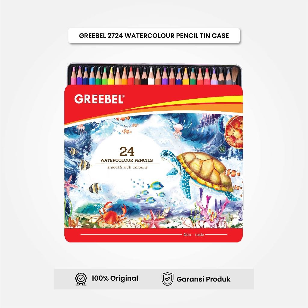 

Pensil Warna / Isi 24 Warna / 2724 Water Colour Pencil Tin Case GREEBEL