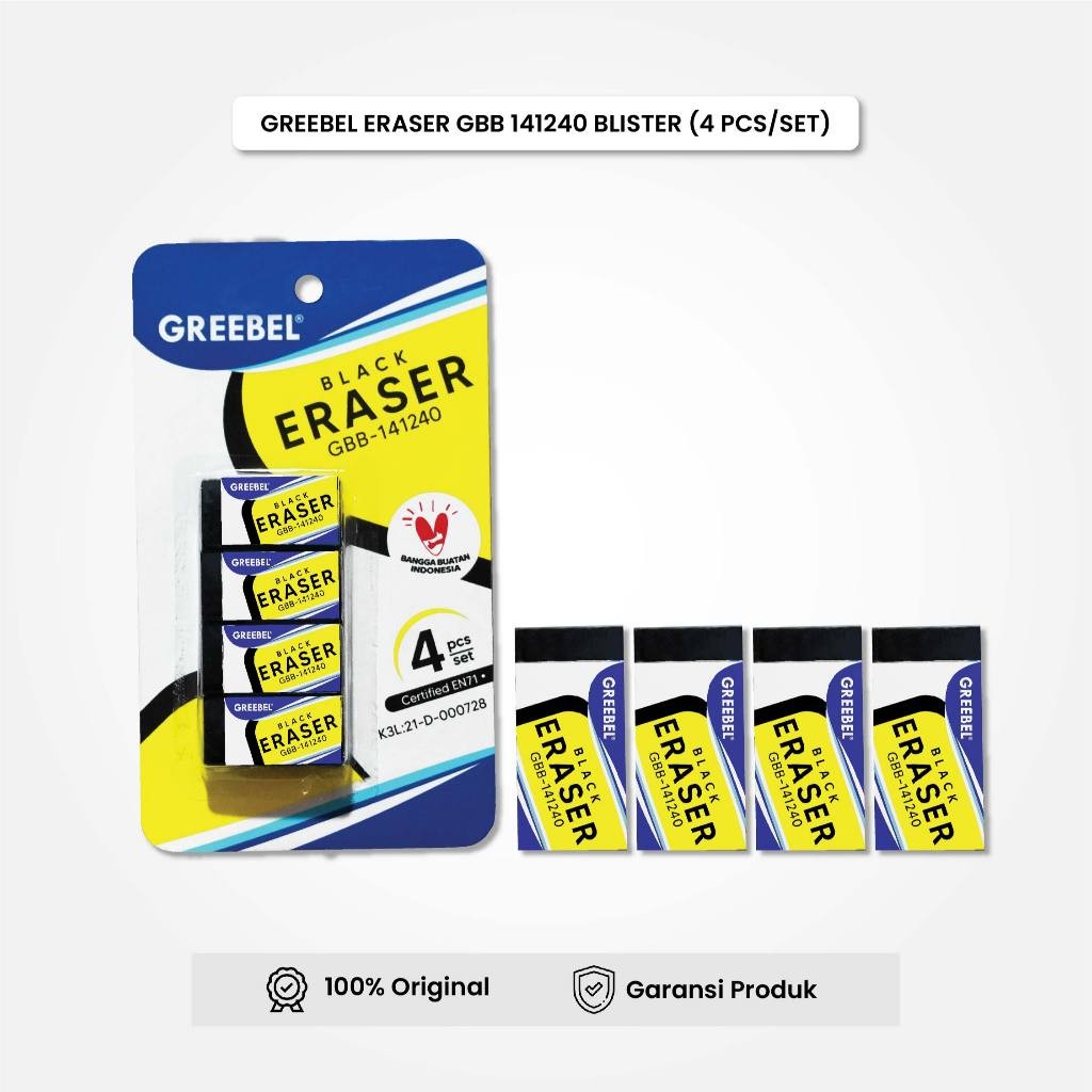 

Eraser Stip Hapusan GREEBEL GBB-141240 (Blister 4PCS/SET) / Penghapus Pensil