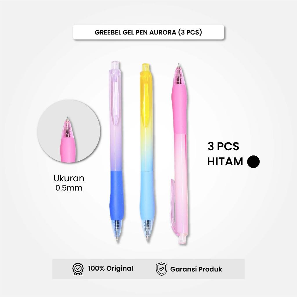 

GREEBEL Gel Pen Pulpen Pena GP-511 Aurora Hitam 0.5 (3PCS/SET) / Pulpen Gel Murah Grosir