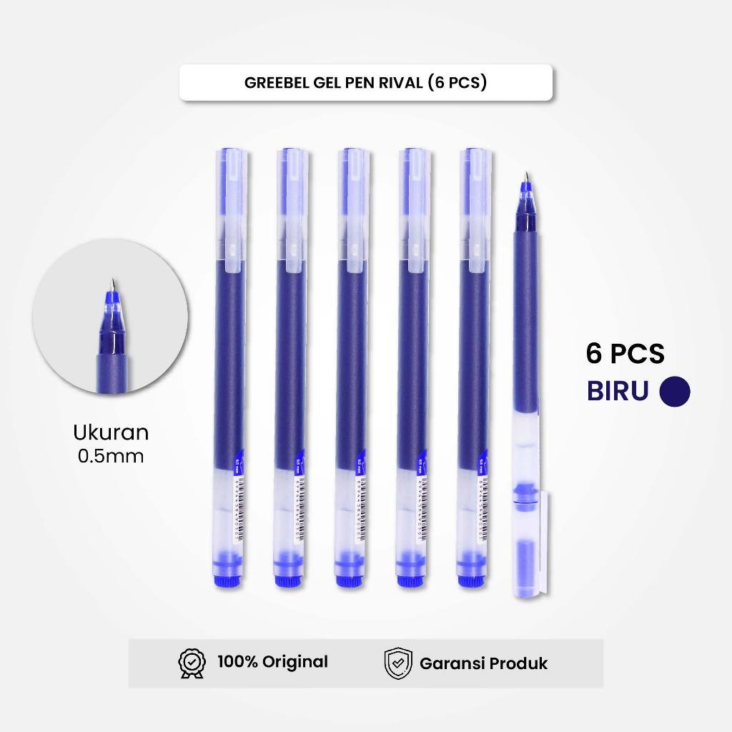 

GREEBEL Gel Pen Pulpen Pena Rival GP-502 0.5 Tinta Biru (6PCS/SET) / Pulpen Gel Murah Grosir