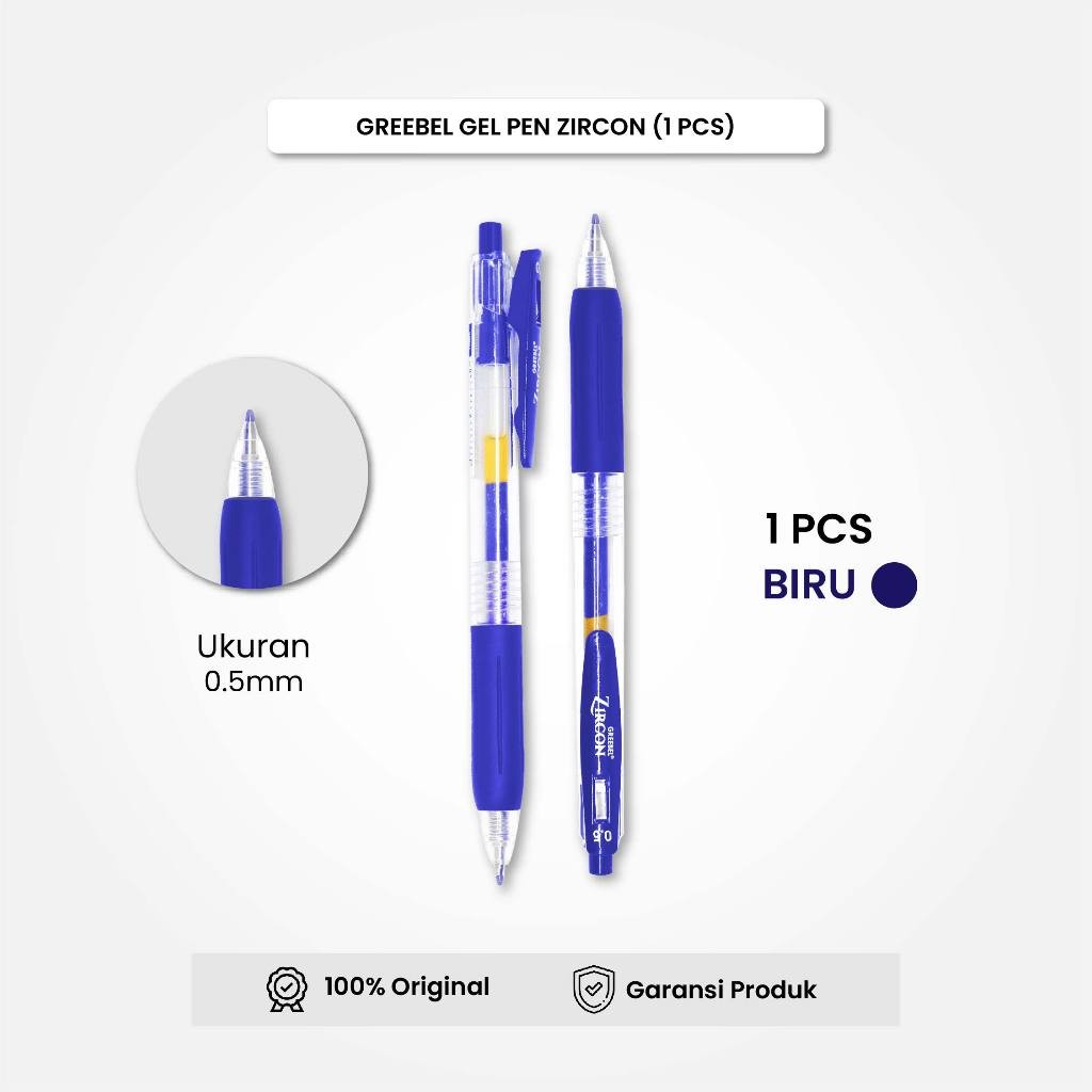 

GREEBEL Gel Pen Pulpen Gel GP-509 Zircon Biru 0.5 (PCS) / Pulpen Gel Murah Grosir