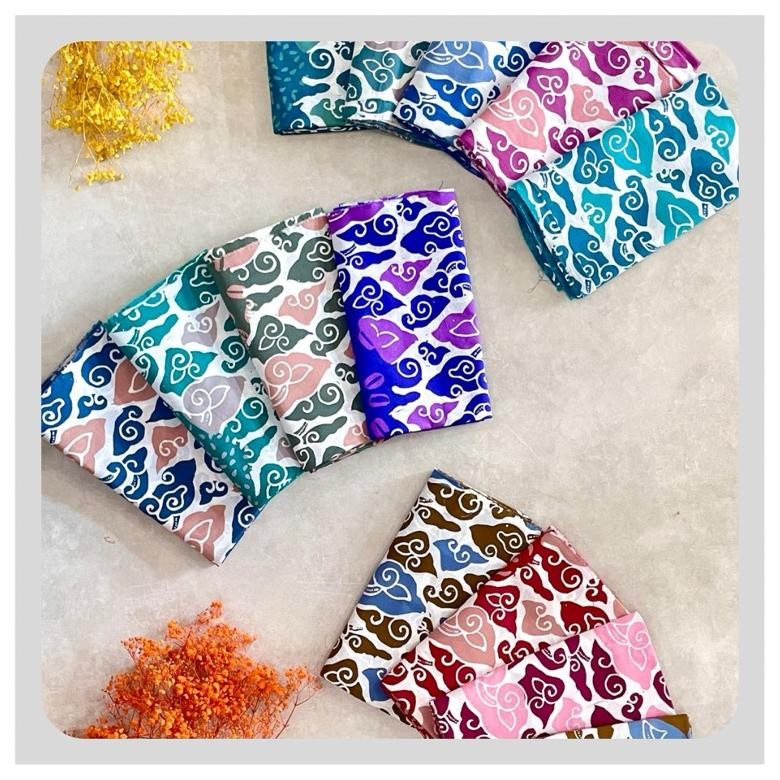 YZ kain batik katun cap pastel dimensi megamendung set viscose polos