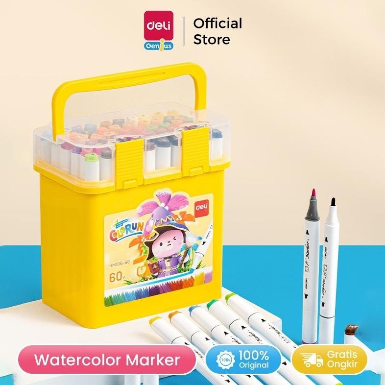 

Deli Water-based Sketch Marker / Spidol Warna Dual Tip 24 36 48 60 Warna HM106