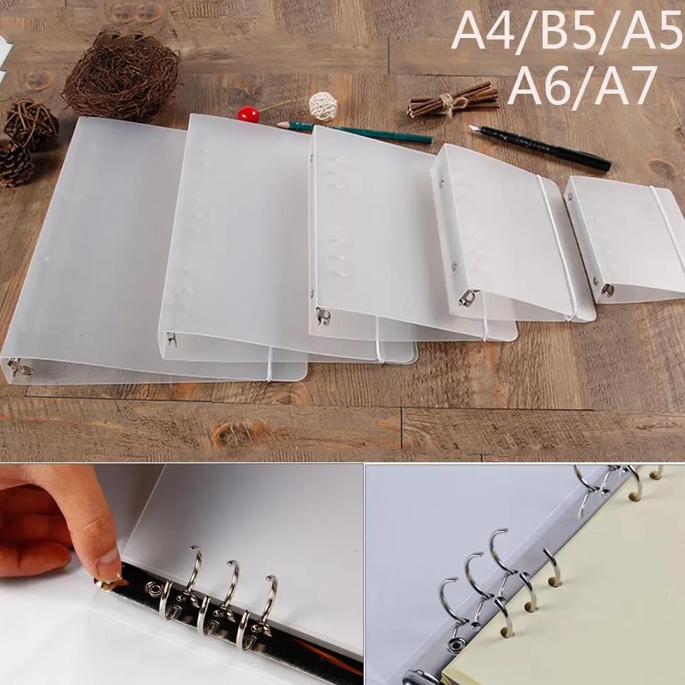 

Matte Transparent A4/B5/A5/A6/A7 Loose-Leaf Notebook Case Ring Binder Notebook Shell File Folder Office School Supplies