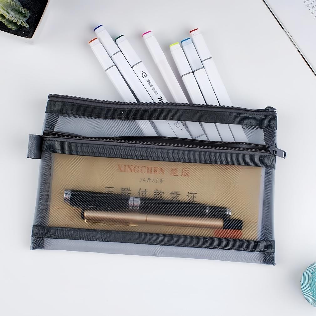

Is75 Tempat Pensil Transparan Satu/Dua Lapisan Dengan Resleting Kotak Pensil Sekolah Kantor Simple Pencil Case A6