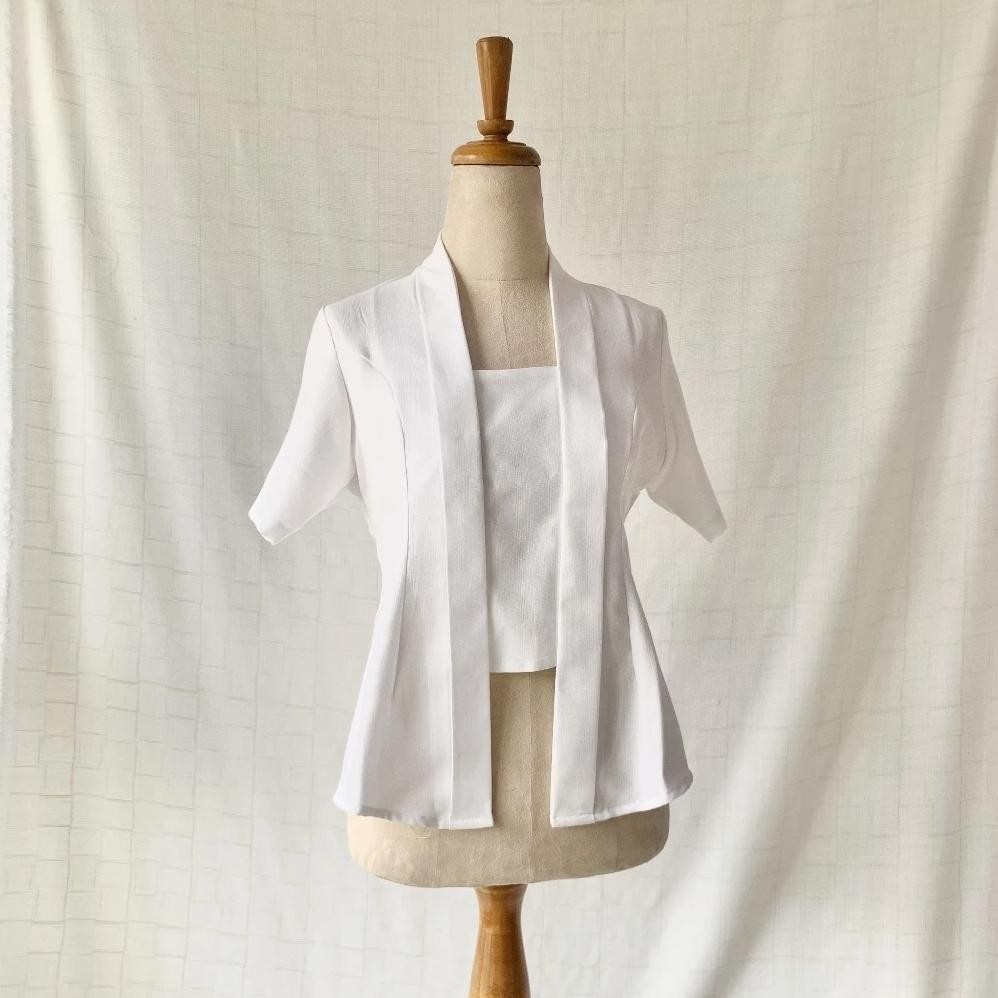 YZ Loewes KEBAYA KUTU BARU PUTIH HITAM Kutubaru Modern Simple Aesthetic Atasan Polos