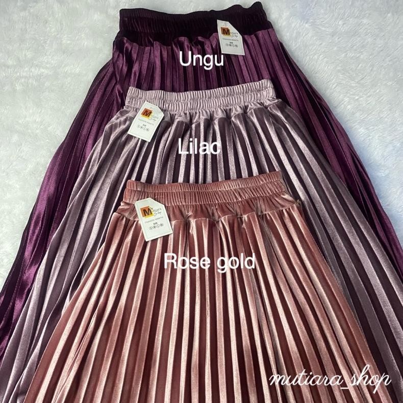 YZ Rok Plisket Bludru Velvet Pendek 7/8 /Rok Plisket Bludru Pendek/Rok Plisket Bludru Premium/Rok Im