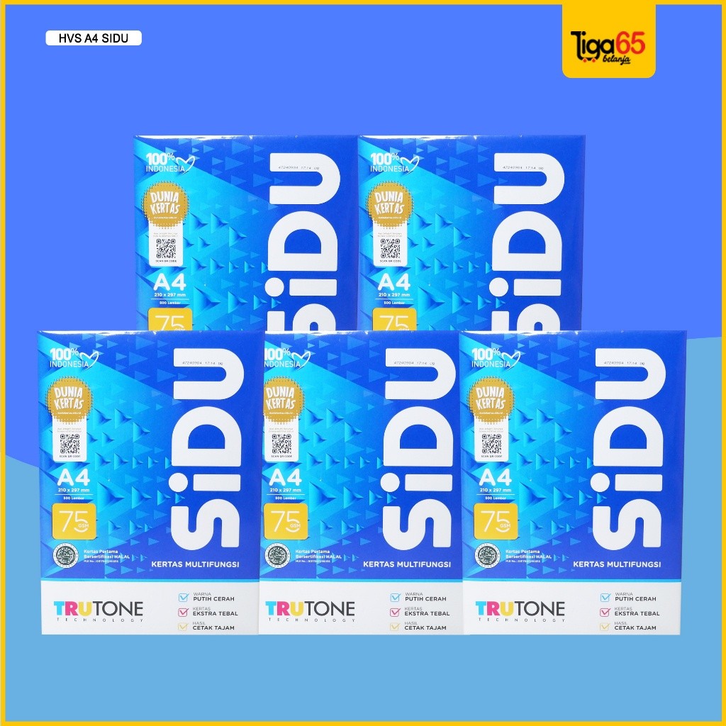

Kertas Hvs A4 Sidu (75Gsm) 1 Dus / Kertas Fotocopy / Kertas Print / Hvs Putih / Hvs A4