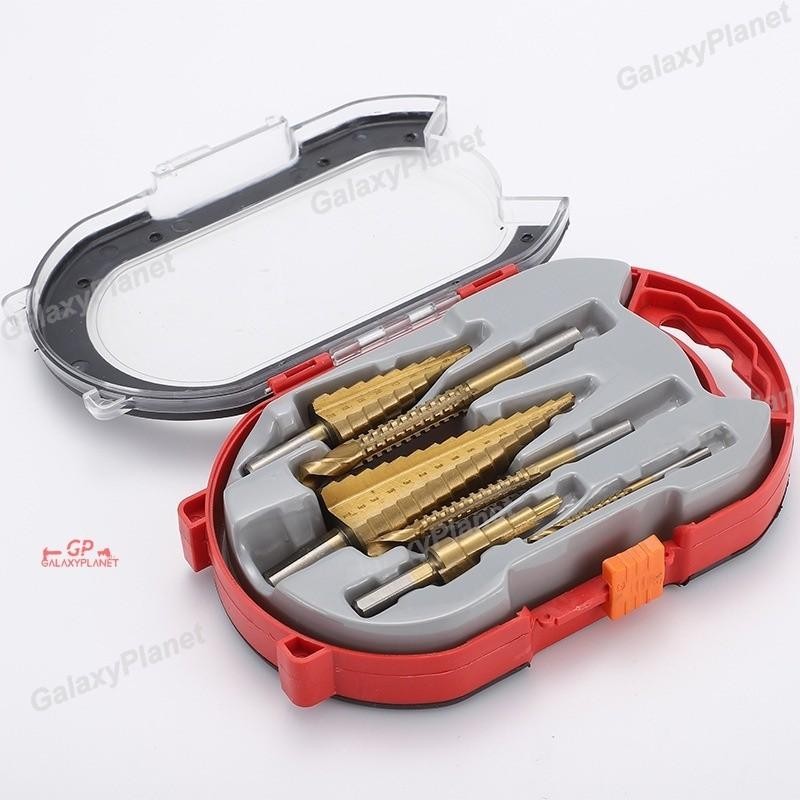 3Pcs/5Pcs/6Pcs Mata Bor Pagoda Set Baja Besi Isi 5 Pcs Alat Pertukangan Spiral Drill Step Down Titan
