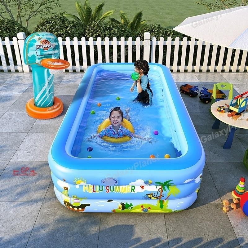Free ShippingKolam Renang Anak 1.5 Meter /Kolam Renang Anak 3 Ring Gelembung/Kolam Renang 150*105*55