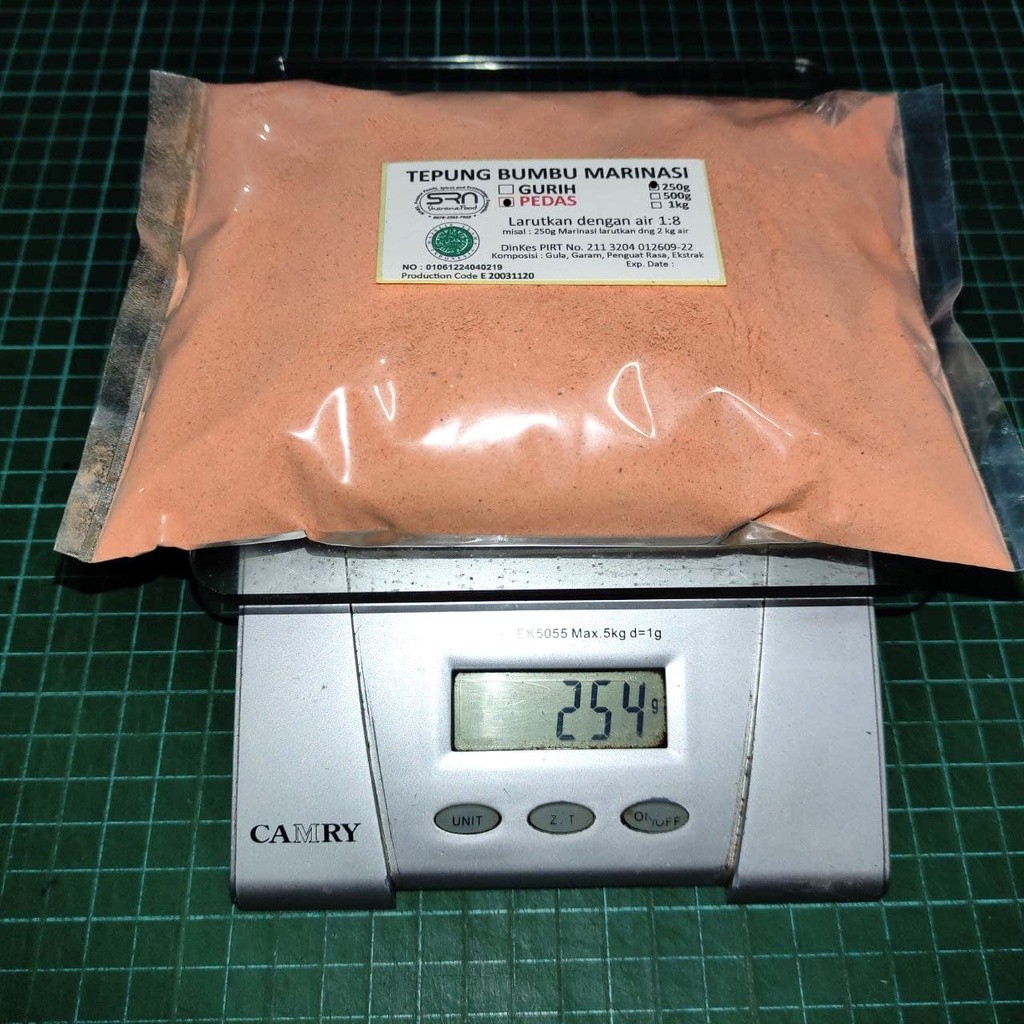 

TEPUNG BUMBU MARINASI PEDAS 250 GRAM UNTUK AYAM SHIHLIN / AYAM GUNTING / FRIED CHICKEN / KFC / AYAM GEPREK, BUMBU RENDAM PENGEMPUK DAN PEMBERI RASA PADA DAGING AYAM. ANDALAN PARA UKM KULINER, RASA MANTAP, ENAK DAN 100 % HALAL