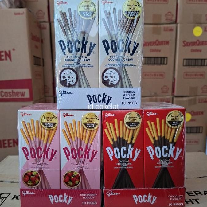 

HIW Pocky Stick Salut Coklat strawberry cookies cream 20gr 10 Box Biscuit Snacks - Produk Best Seller - Biskuit, Cokelat
