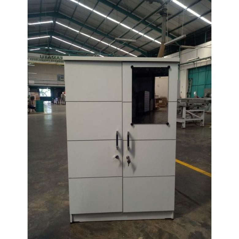 PANAGO LEMARI PAKAIAN KAYU PINTU 2 KACA GOSEND