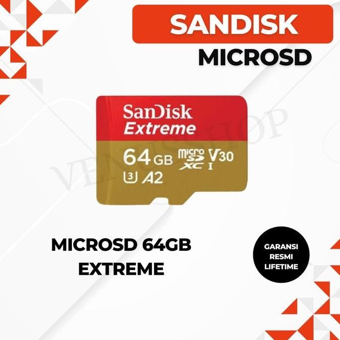 TERBARU - SANDISK EXTREME MICROSD 64GB 160MB/S -MICROSD EXTREME 64 GB 160 MBPS