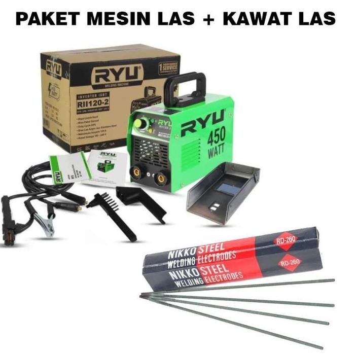 Mesin Las Listrik 450 Watt Ryu Trafo Las Listrik Travo Welding Inverter IGBT 120 Tekiro