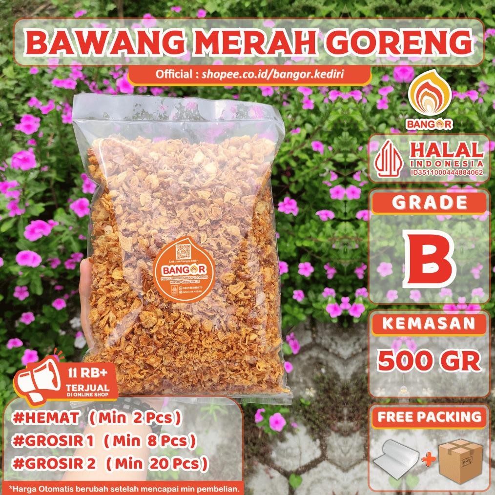 

MERAH-B [ 500 Gr ] Bawang Merah Goreng / Brambang Goreng, Grade B, Refill AST nUg