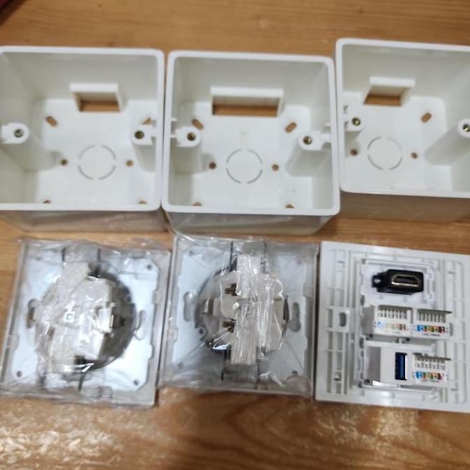 Stop Kontak 2 Power - Hdmi - 3 Lan Cat6 - Usb 3.0 + Ob / Ib Dus New Stok