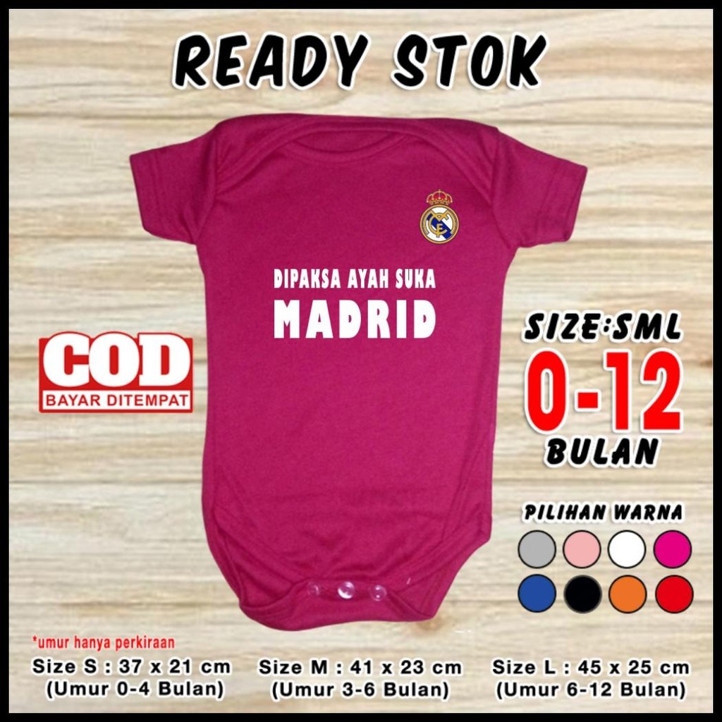 KAOS JUMPER BAJU BAYI BOLA REAL MADRID DIPAKSA AYAH SET JAMPER JERSEY ROMPER PAKAIAN KADO LAKI LAKI 