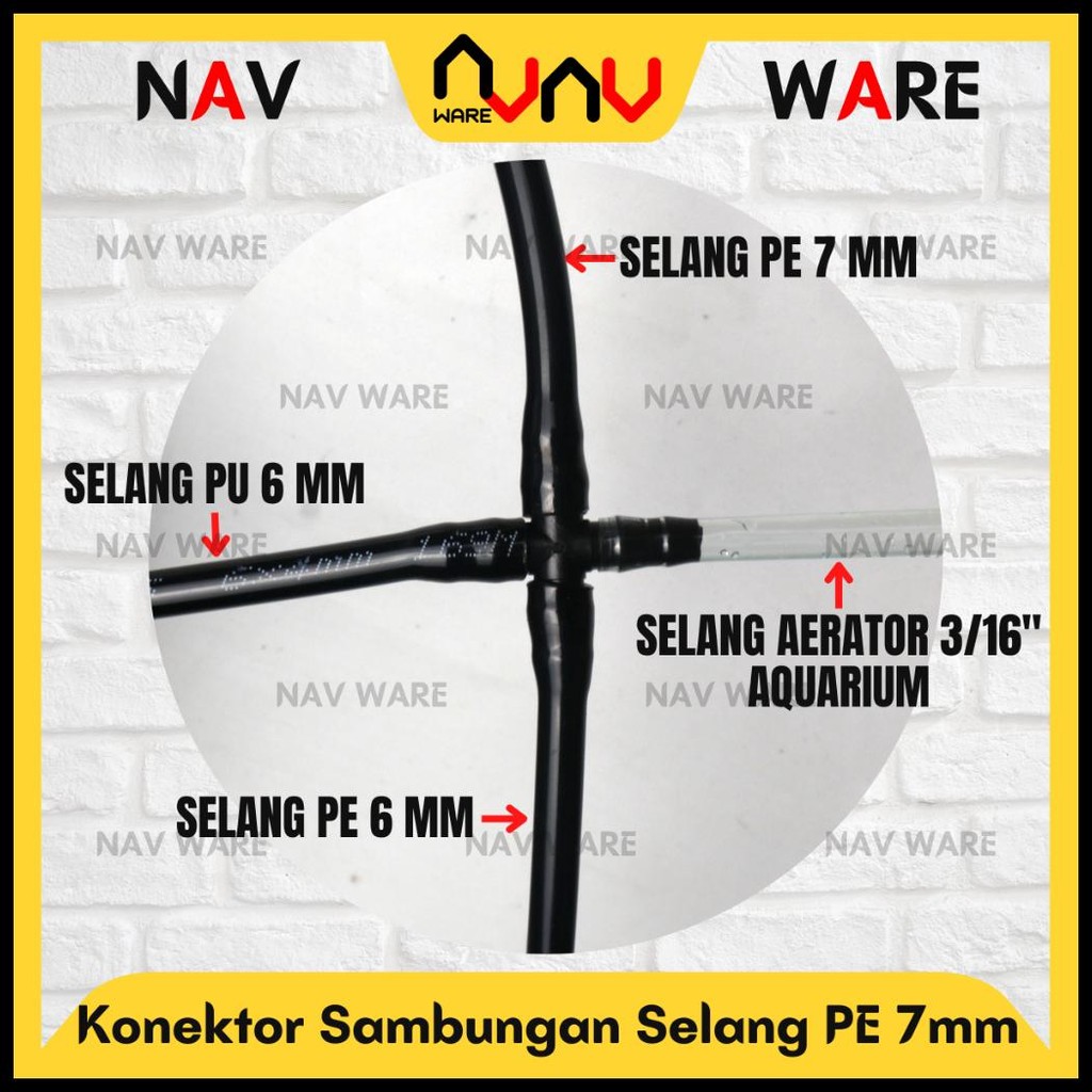 KONEKTOR NEPEL SELANG PE 7MM PE 6MM AERATOR 3/16" TEE T CABANG 3 / JOINER LURUS STRAIGHT / ELBOW L /