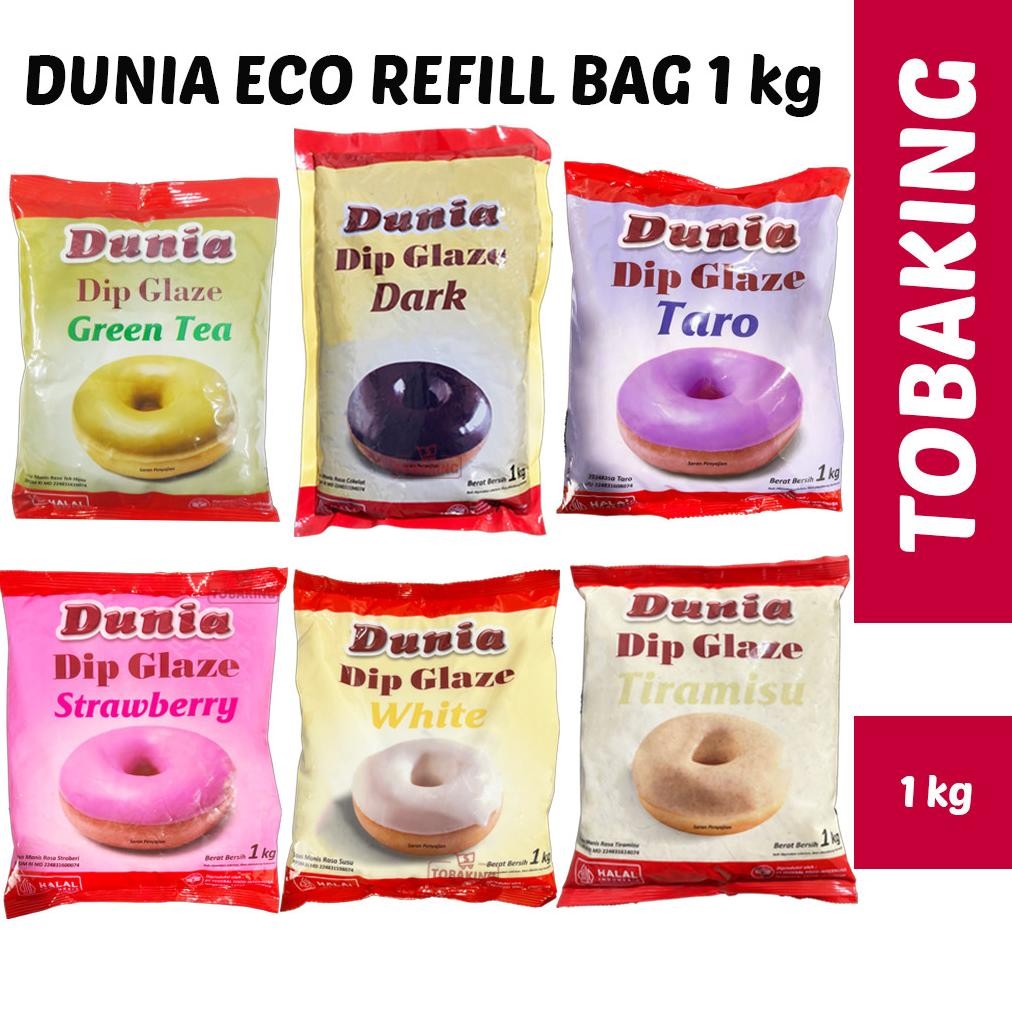

Dunia Dip Glaze Eco Refill Bag 1 kg Topping Donut Dark Strawberry Taro Tiramisu Green Tea HALAL AST nUg