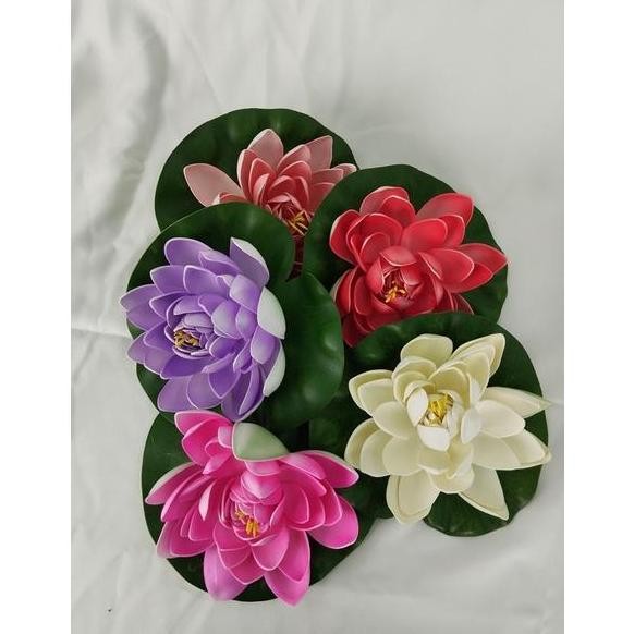 Terlaris Bunga Teratai Artificial Bunga Lotus Latex Bunga Imitasi Bunga Teratai Air Palsu Hiasan Dek